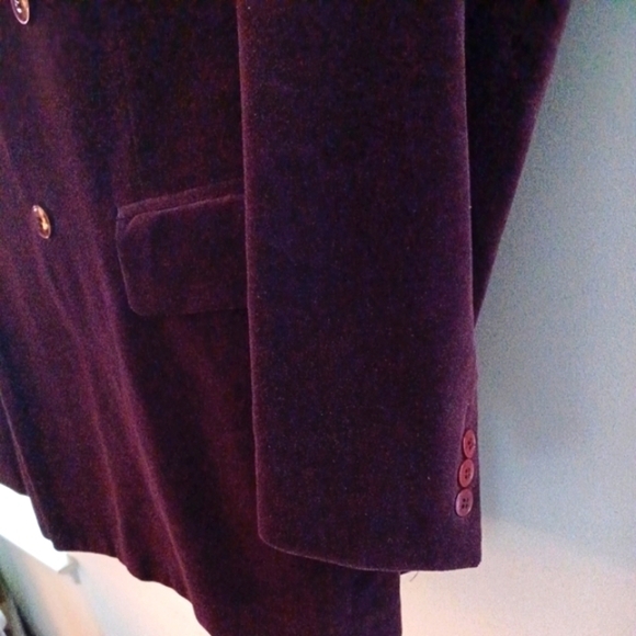 WEBSTER CIRCOLO MODA Vintage Cherry Wine Velvet Double-Breasted Blazer, 42L - Picture 7 of 8